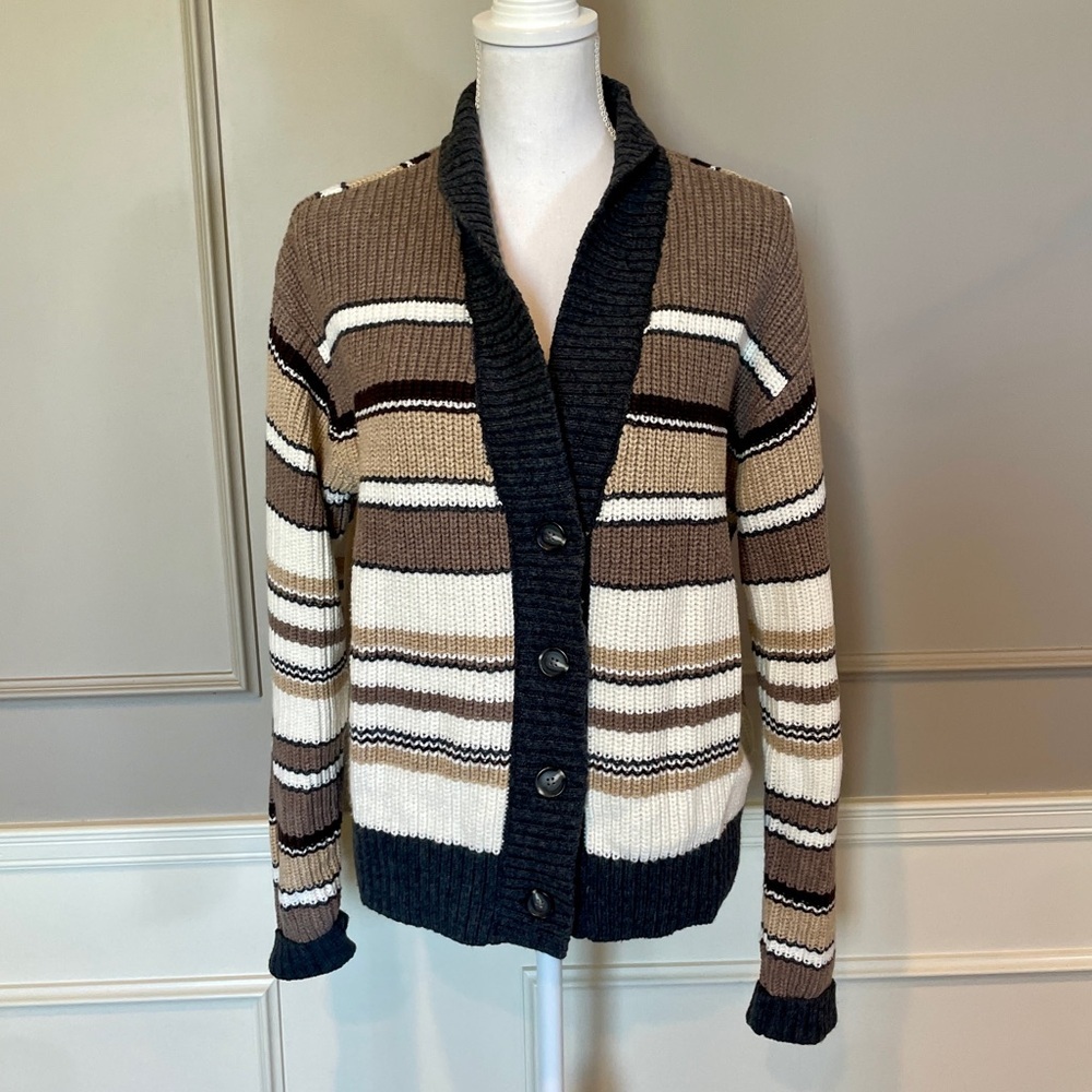 CAbi Large 4860 Cocoa Striped Sweater Never Worn Fall 2025 Striped Preppy